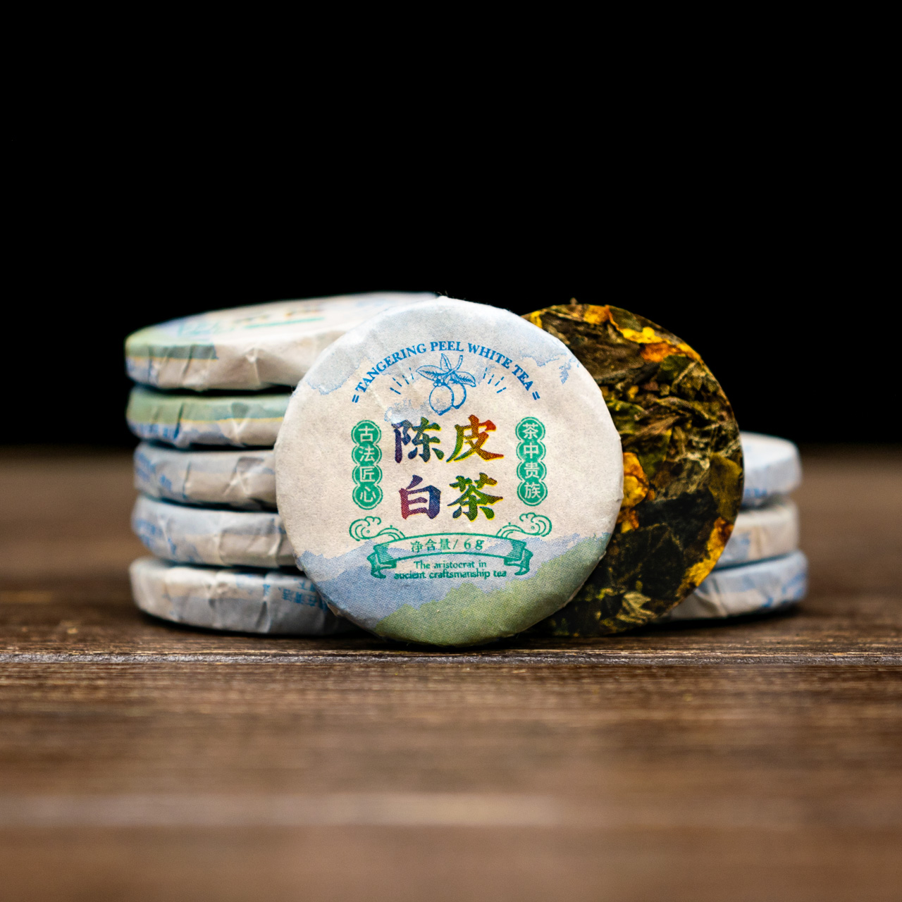 Білий чай "Бай Му Дань з мандарином" 10 шт по 6 грам, Картинка