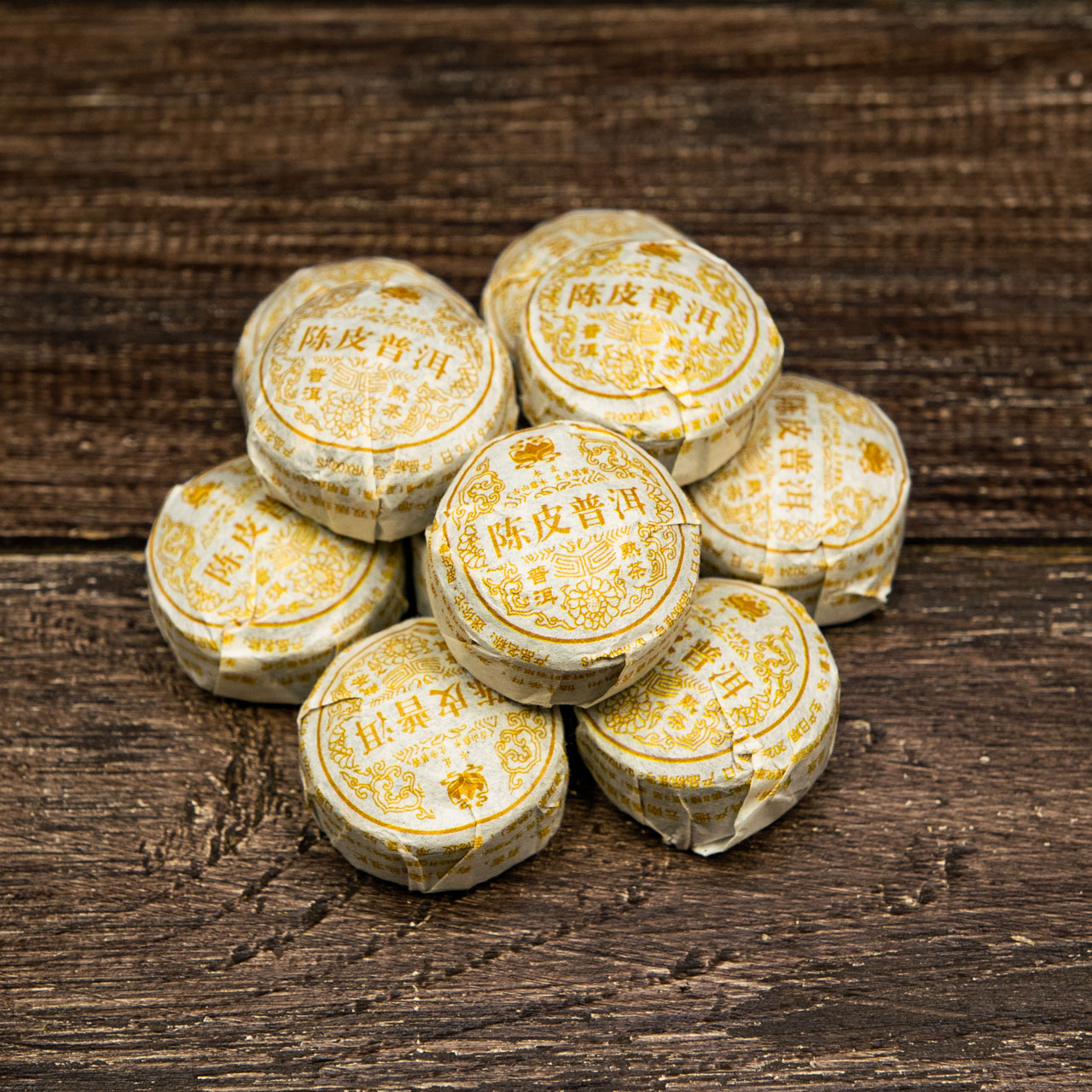 Шу Пуер з цедрою мандарина "Menghai" 10 штук по 5 грам, Картинка