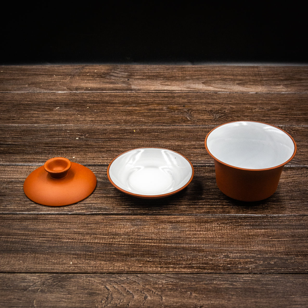 Гайвань з глини з білою глазур'ю (руда) 100 мл, Картинка