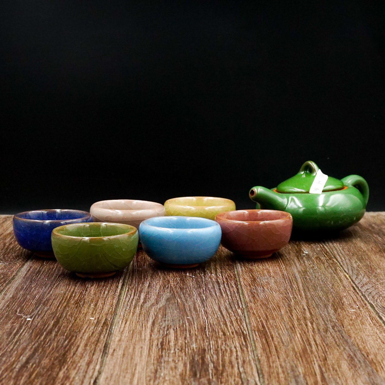 Набір посуду "Нефритовий колотий лід" глина (різнокольоровий) на 6 персон, Картинка