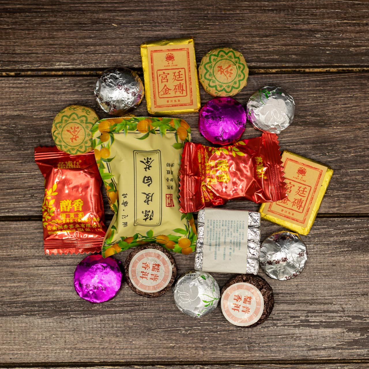 Подарочный набор пуэров «Золотой лист», Фото Подарочный набор пуэров «Золотой лист», Картинка