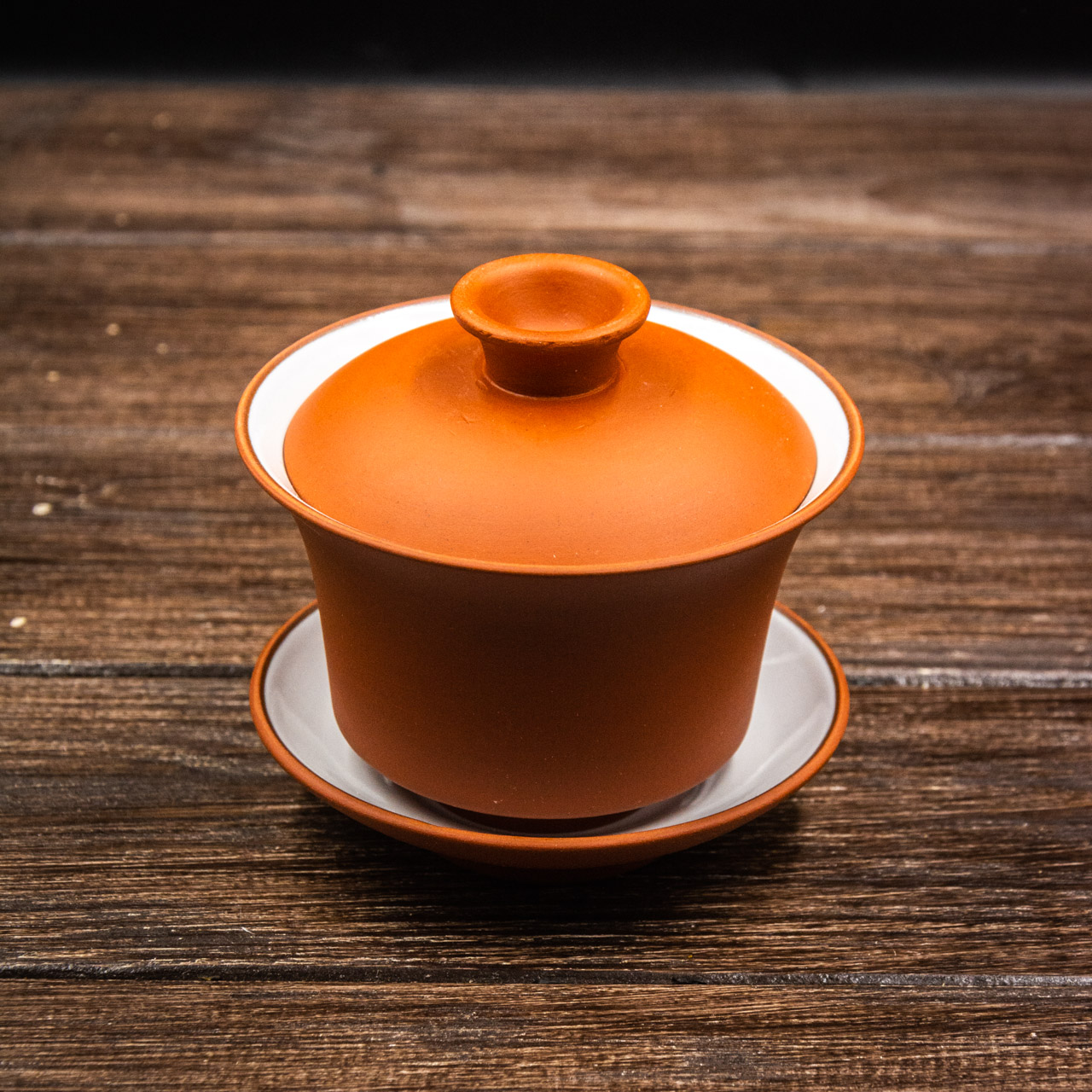 Гайвань з глини з білою глазур'ю (руда) 100 мл, Картинка