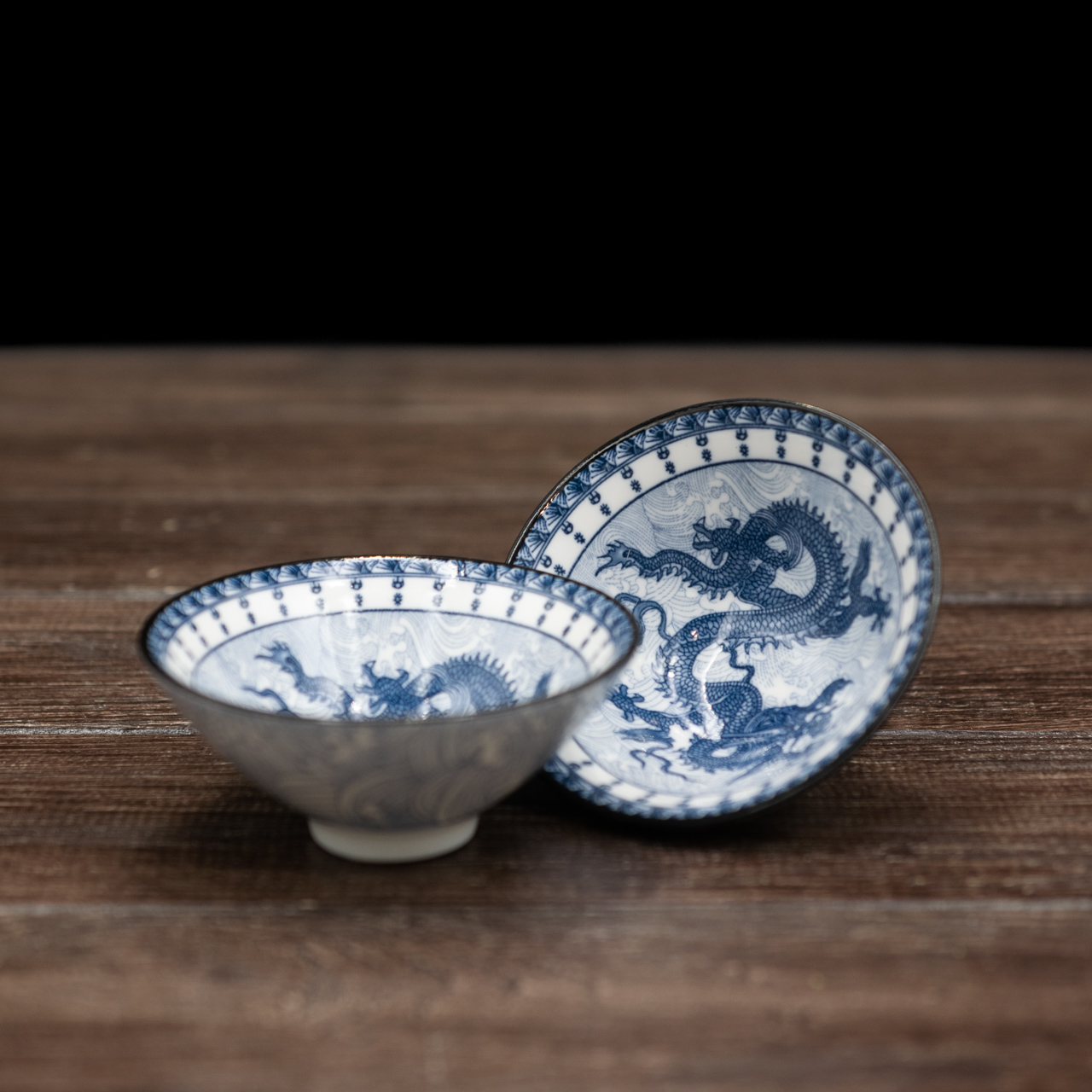 Порцелянова ретро піала "Річковий дракон Ділун" 80 мл, Фото Порцелянова ретро піала "Річковий дракон Ділун" 80 мл, Картинка