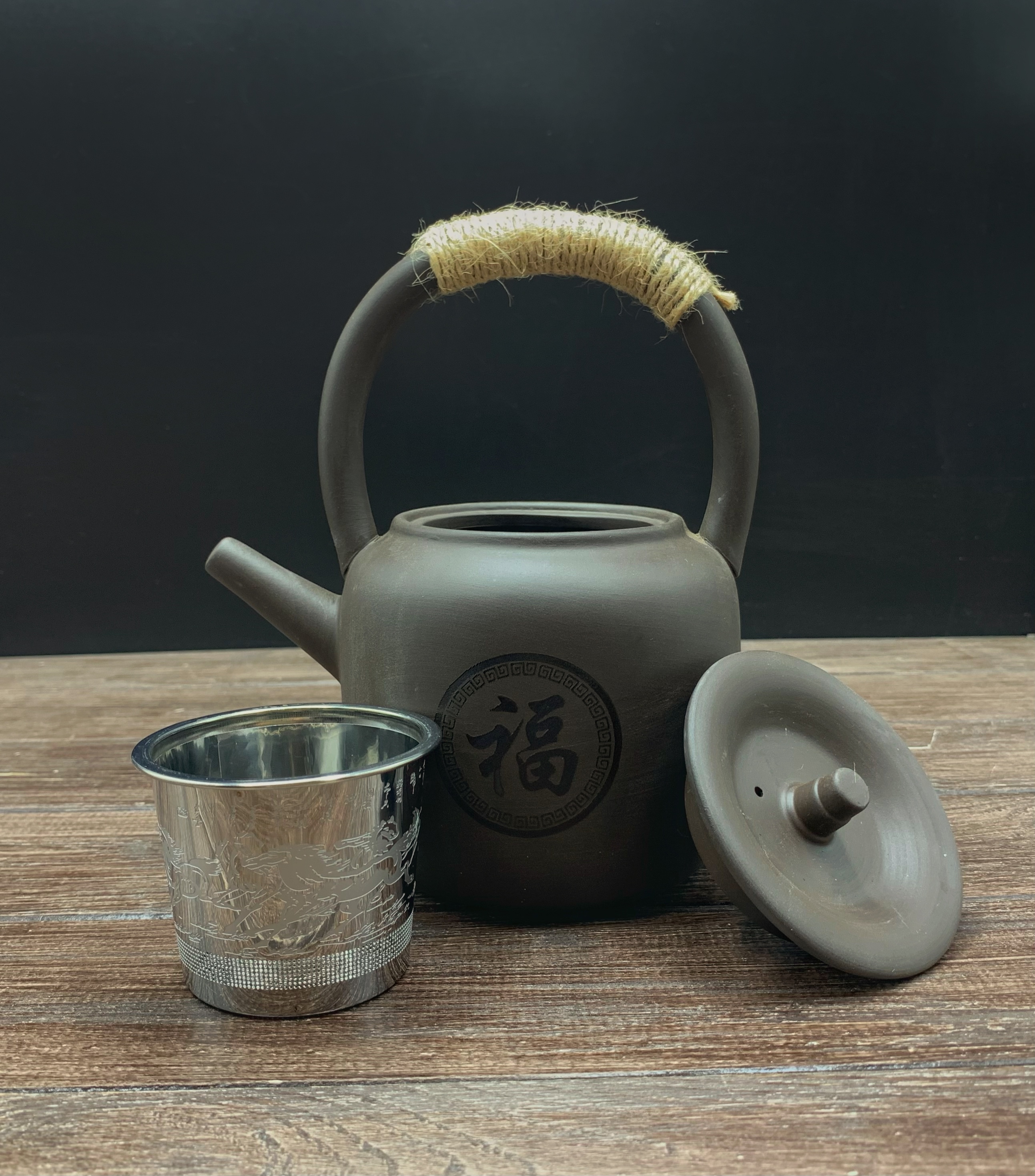 Чайник з темної глини 1 л, Картинка