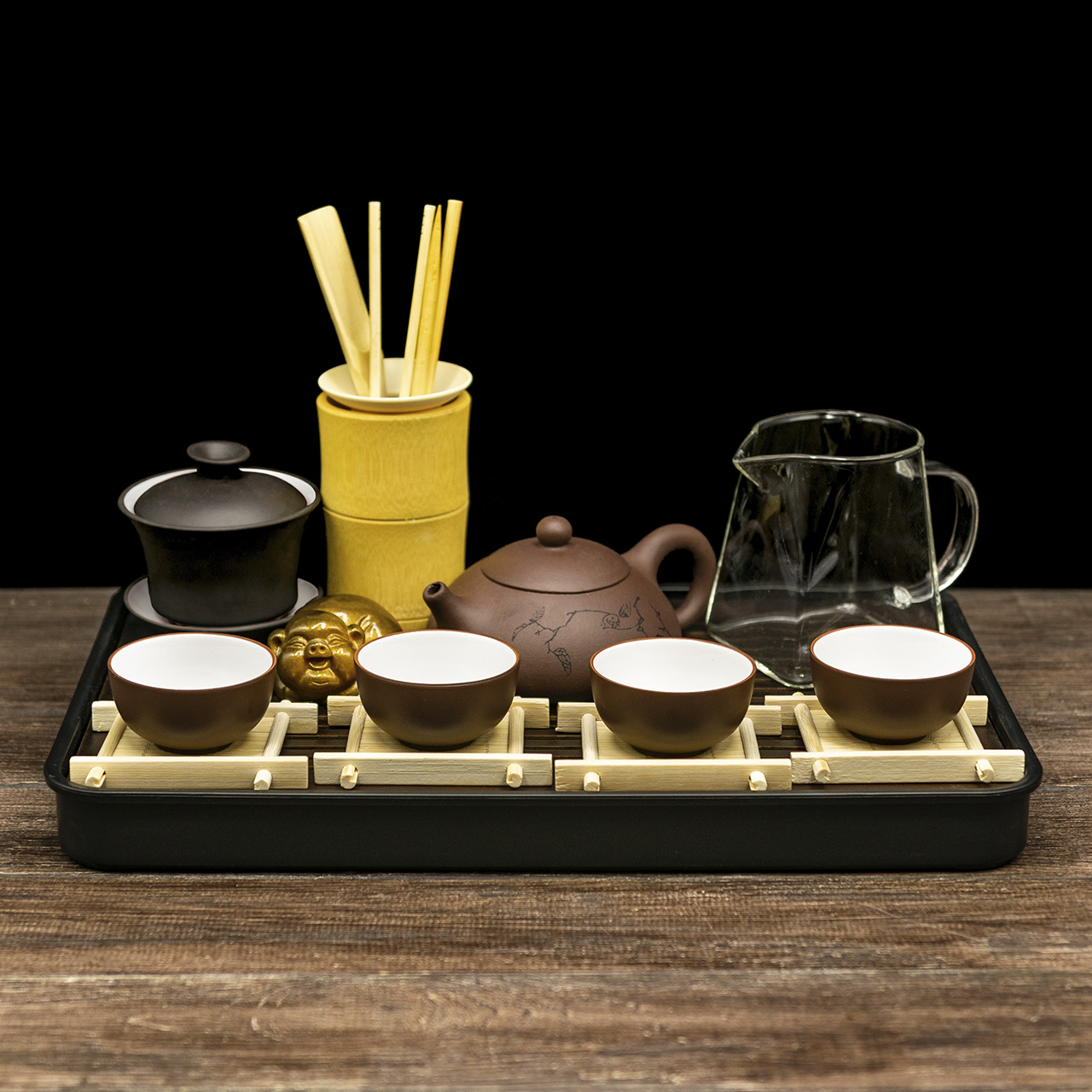 Набір посуду для чайної церемонії на 4 персон (темна), Фото Набір посуду для чайної церемонії на 4 персон (темна), Картинка