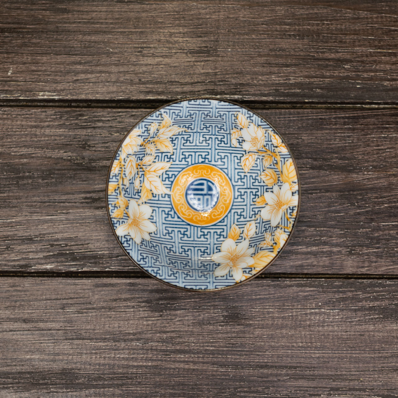 Порцелянова ретро піала "Сакура з синім орнаментом" 80 мл, Картинка