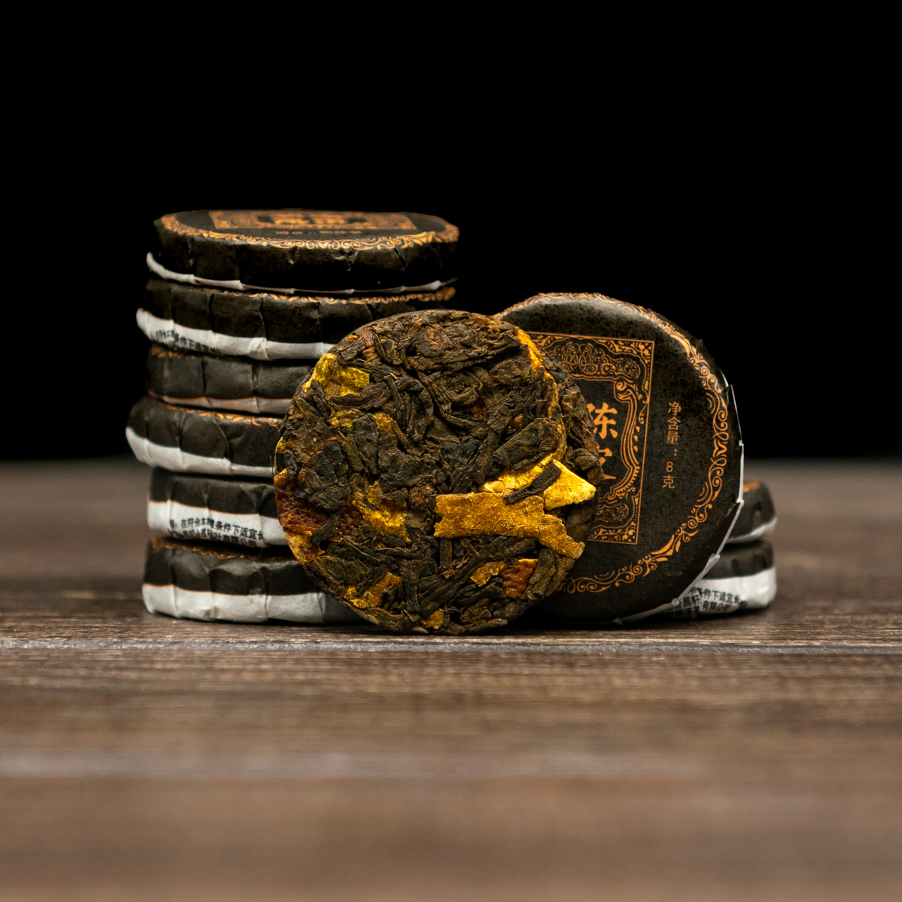 Шу Пуер із цедрою мандарина 10 штук по 7 грам, Картинка