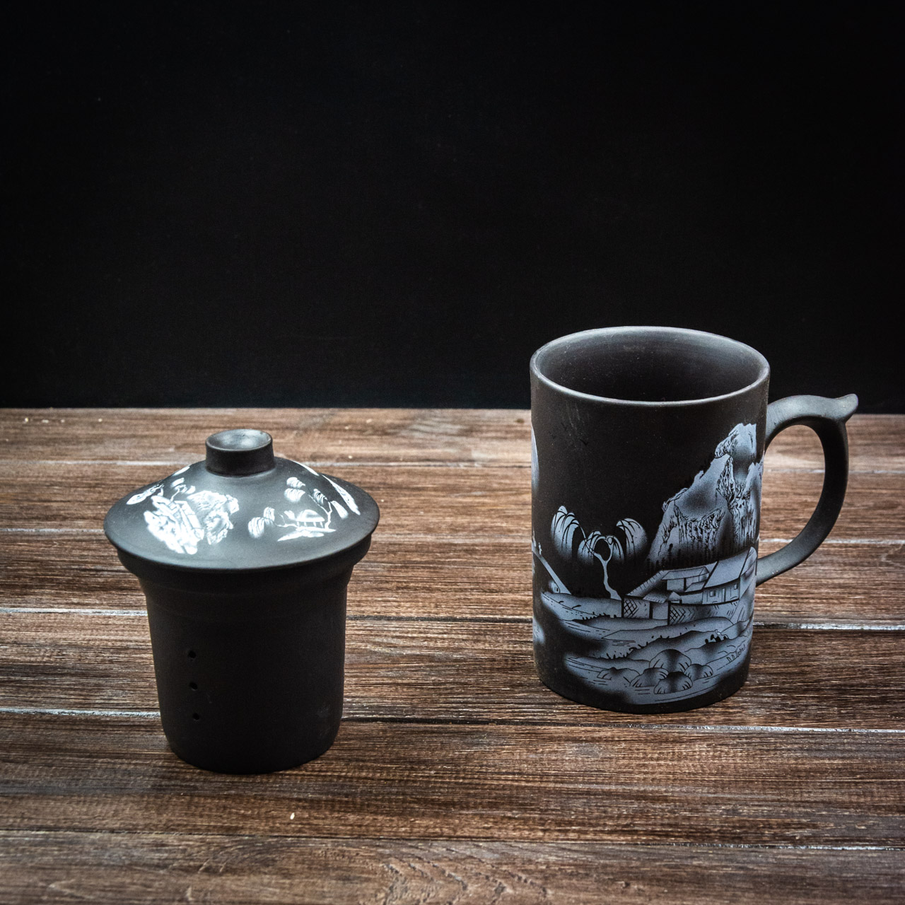 Чашка-заварник глина (темний) 300 мл, Картинка