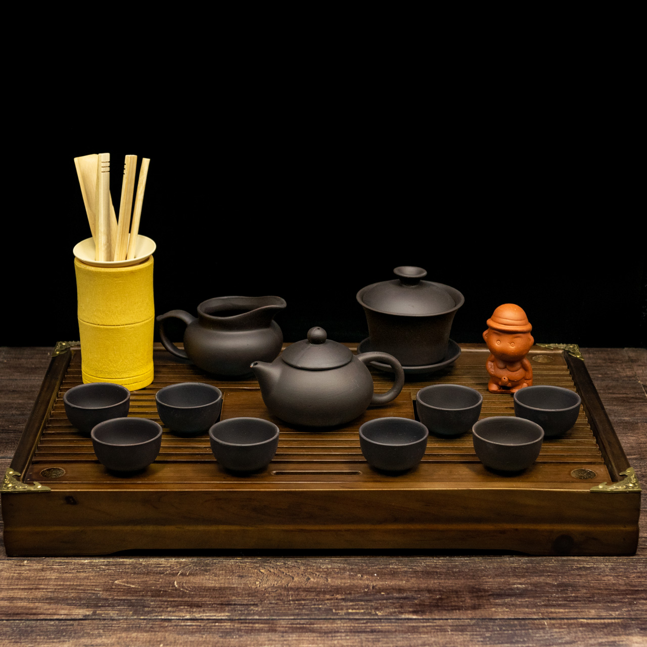 Чайна церемонія "Сі Гуанг Ґе" темна матова глина, Картинка